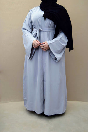 Classic Pale Grey Open Abaya - A A Y A H