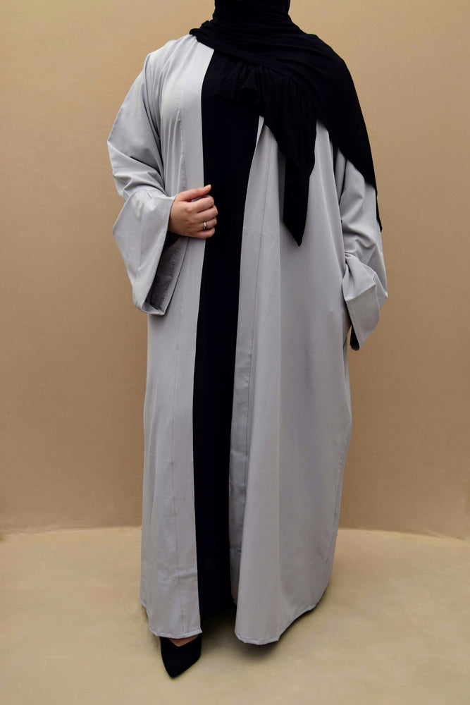 Classic Pale Grey Open Abaya - A A Y A H