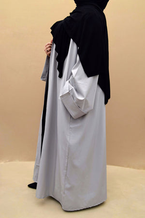 Classic Pale Grey Open Abaya - A A Y A H