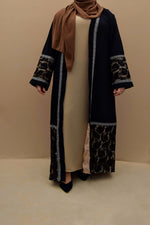 Black Lace Bordered Open Abaya